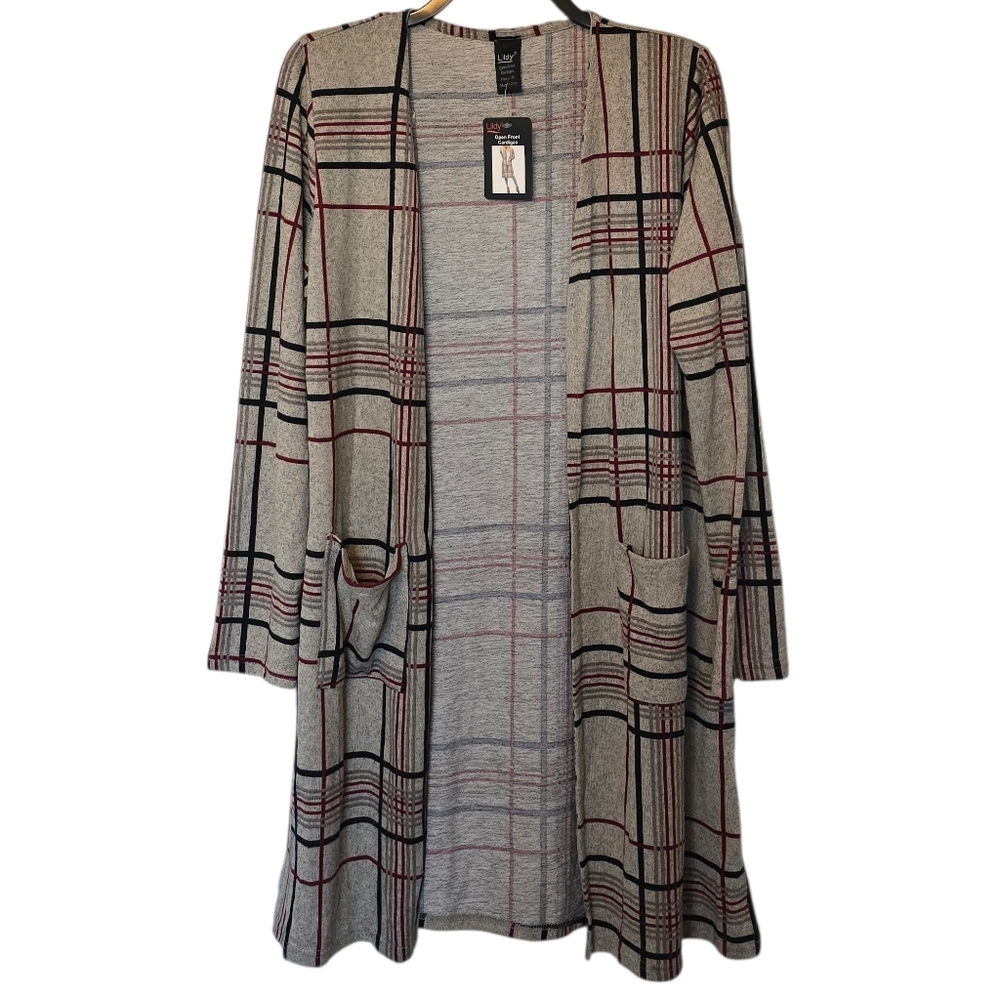 3/$15 Lildy Plaid Open Front Cardigan Size Large